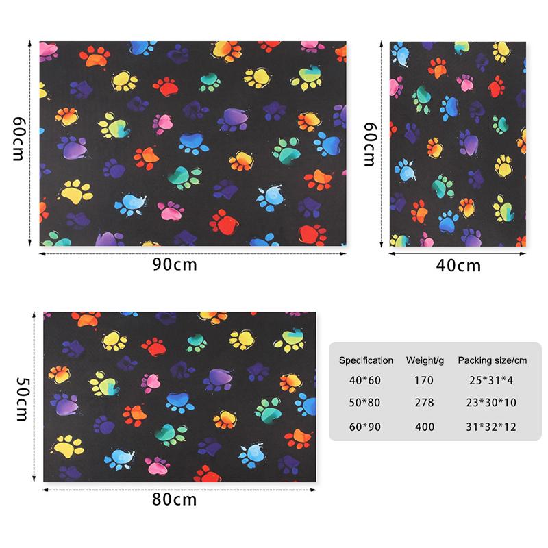 Pet Paw Pattern Floor Mat Multi-Function Non-Slip Cats Dogs Kennel Fence Carpets Household Pet Meal Mat Puppy Training Pad