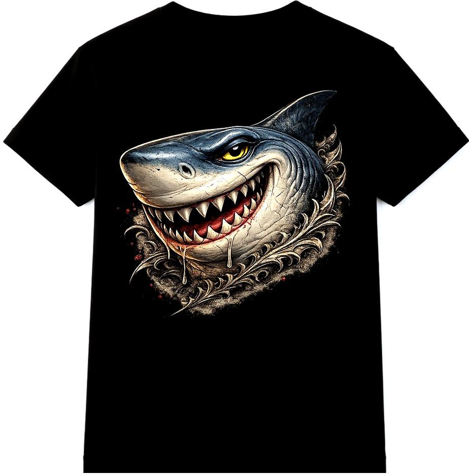 Shark T Shirt Fierce Great White Jaws Graphic Tee Ocean Predator Top S разноцветный