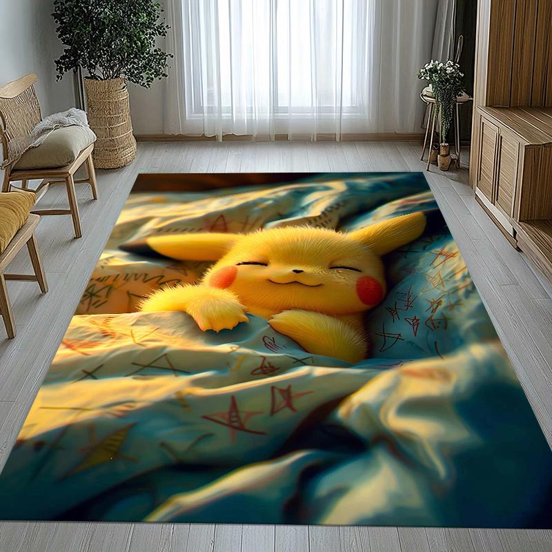 6 Style Pikachu Pokemon Living Room Non-Slip Area Rug Soft Carpet for Bedroom Kids Playroom Sofa,Home Decor Doormat Gift