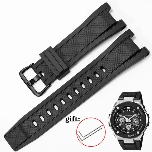 For Casio G-Shock GST-W120L S130L S310 B100 GST-W100G Men Rubber Wristband Bracelet GST Series 26mmX14mm Silicone Watch Strap
