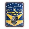 Goodyear Tires Blue & Yellow Sign - Durable Iron Wall Art - Retro Decor for Living Rooms, Offices & Car Enthusiast Homes