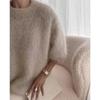 Women European Style Solid Color Loose Lazy Casual Thick Knit Sweater