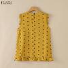 ZANZEA Women Summer Casual Polka Dot Print Loose Sleeveless Tank Tops