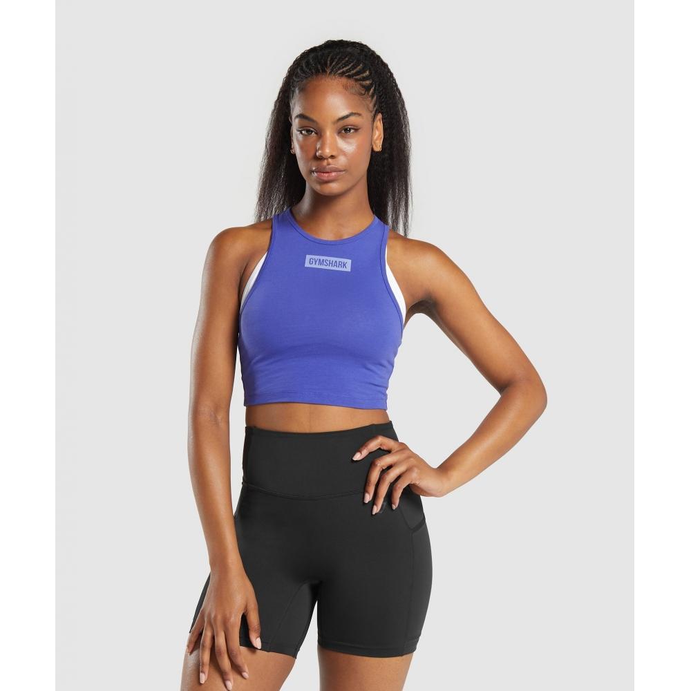 

Gymshark Block Crop Tank Force Blue B6a3q Ucvg XS