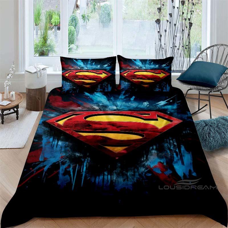 

A Superman-themed 3-piece bedding set featuring a printed design, including one duvet cover and two pillowcases—the perfect holi 135x200cm