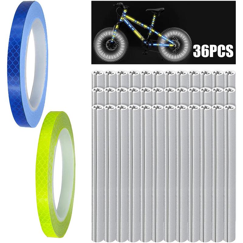 36PCS Bicycle Spoke Reflector Set with Luminous Wheel Stickers for Night Riding