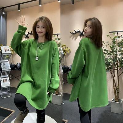Plus Size Pullover Herbst und Winter im langen Abschnitt der gepolsterten verdickten weiblichen faulen Wind lose Top Flut