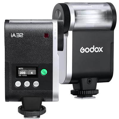 Godox IA32 Mini Flash pour appareil photo Canon Sony Nikon Fuji Olympus Ricoh Le temps de cycle est de 8 niveaux de puissance, température de couleur GR3, GN15, gradation S1/S2,
