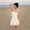 Summer New French Pure Desire Style White Lace Suspender Dress Women's Design Sense Niche Slim and Thin Skirt