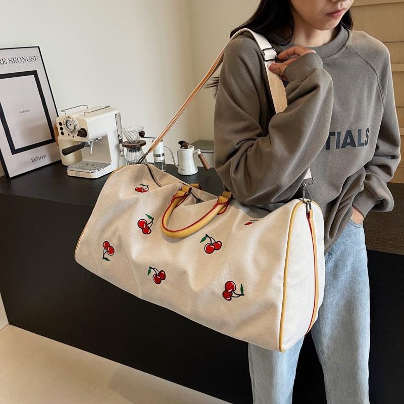 Women's Personalized Cherry Printed Large-capacity Travel Bag Household Storage Luggage Bag Can Be Used To Cover Pull Rod