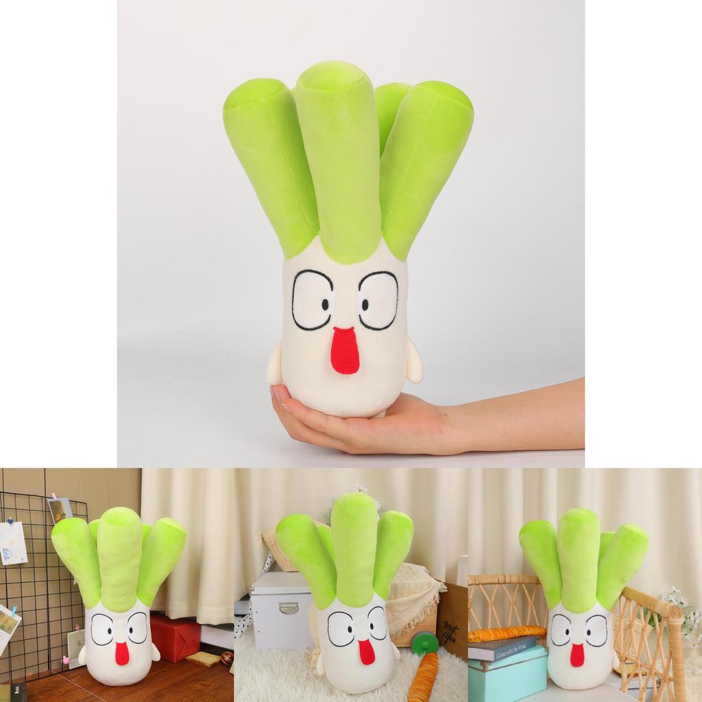 Adorable Green Scallion Plush Toy Soft Pp Cotton Stuffed Pillow For Bed