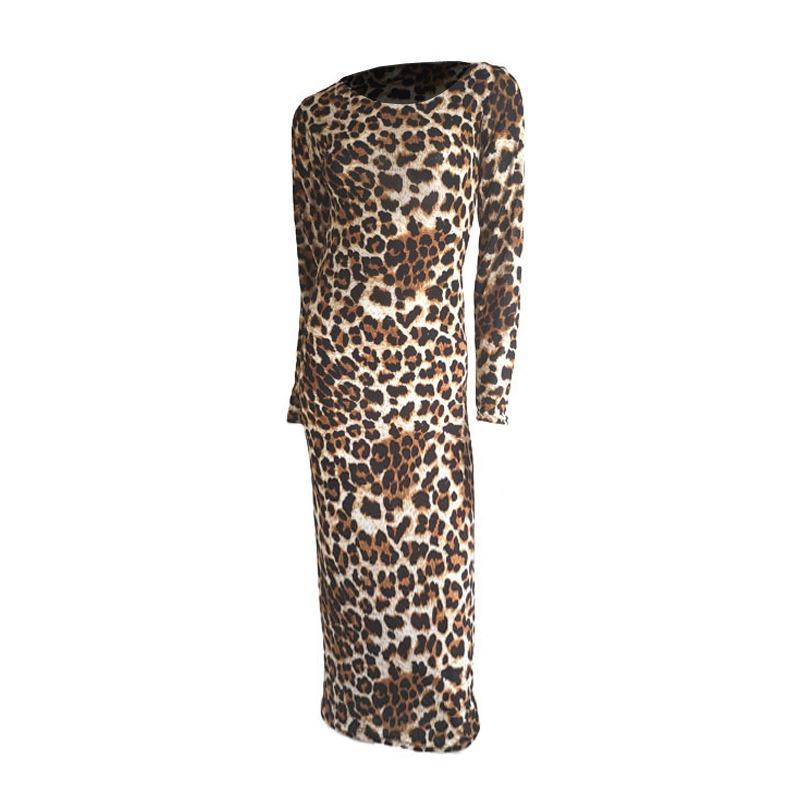 Women's Extended Black Dress, Sexy Round Neck Long-sleeved Comfortable Dress