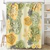 Luxurious Floral Print Shower Curtain Bathroom Decor Waterproof Bath Tub Liner for Home Living Room Hotel Decoration Yellow Gree