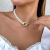 Elegant Bridal Women Bridal Pearl Choker Pendant Necklace Clavicle Chain Collares Gold Color Color Alloy Metal Jewelry Clavicle Chain Latest Souvenir