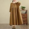 Long sleeve plus size cotton vintage new in dresses for women casual loose spring autumn dress