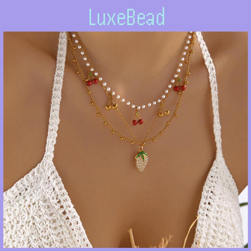 Fruitinspired Stainless Steel Necklace Collection With Multilayer Chains For Summer Fashion Accessories
