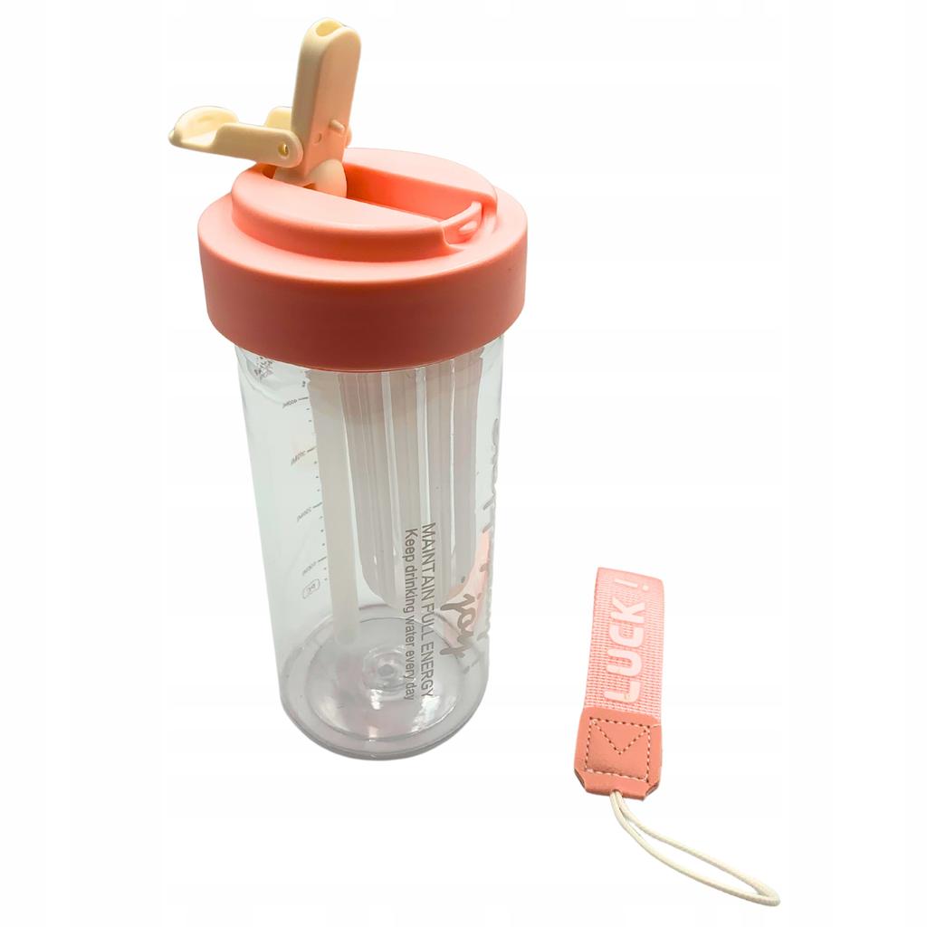 Water Bottle Drink With Straw Durable With Graduated Filter 600 Ml
