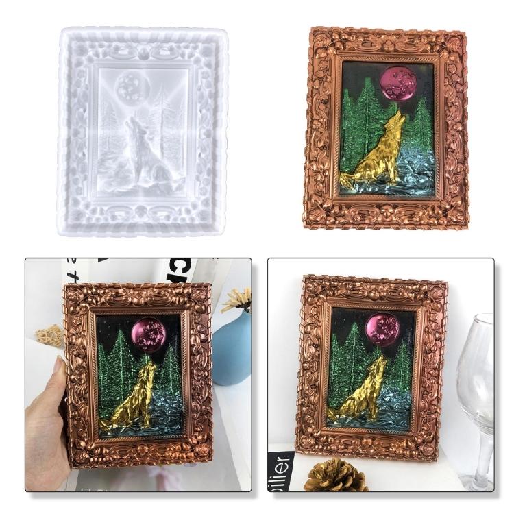 Wall Hanging Silicone Moon Wolf Epoxy Resin Mould for Valentines Day Home Decor