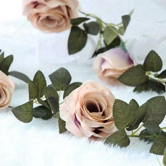 Rattan Plastic Rose Vine Artificial Flowers for Wedding Décor, Ceiling or Wall Hanging, and Air Conditioning Pipe Cover