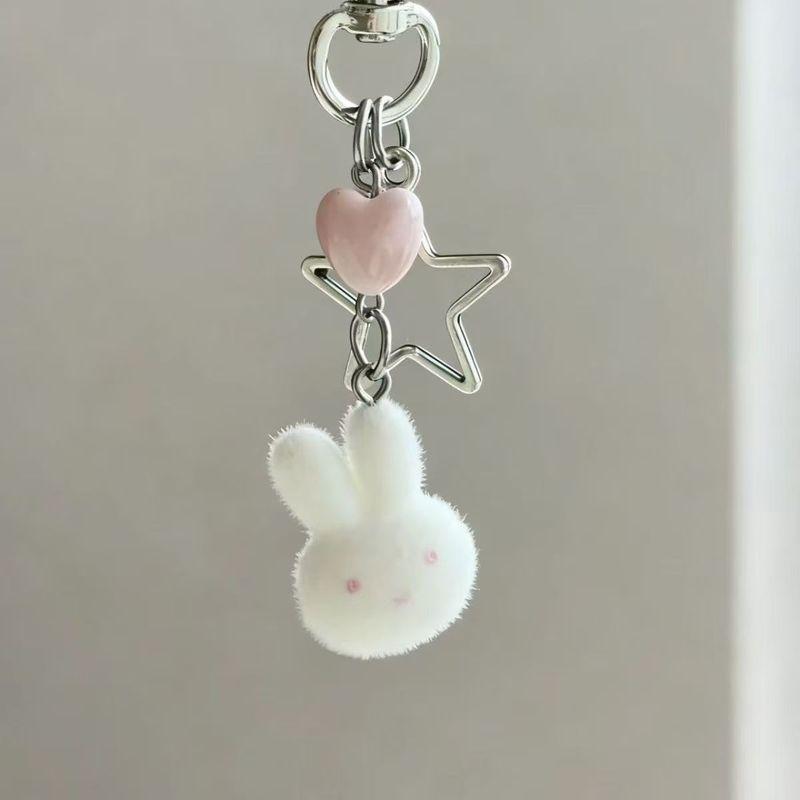 Cute Flocked Miffy Rabbit DIY Bead Phone Strap Keychain Charm Pendant Girlfriend Gift Bags Cards Album Decoration