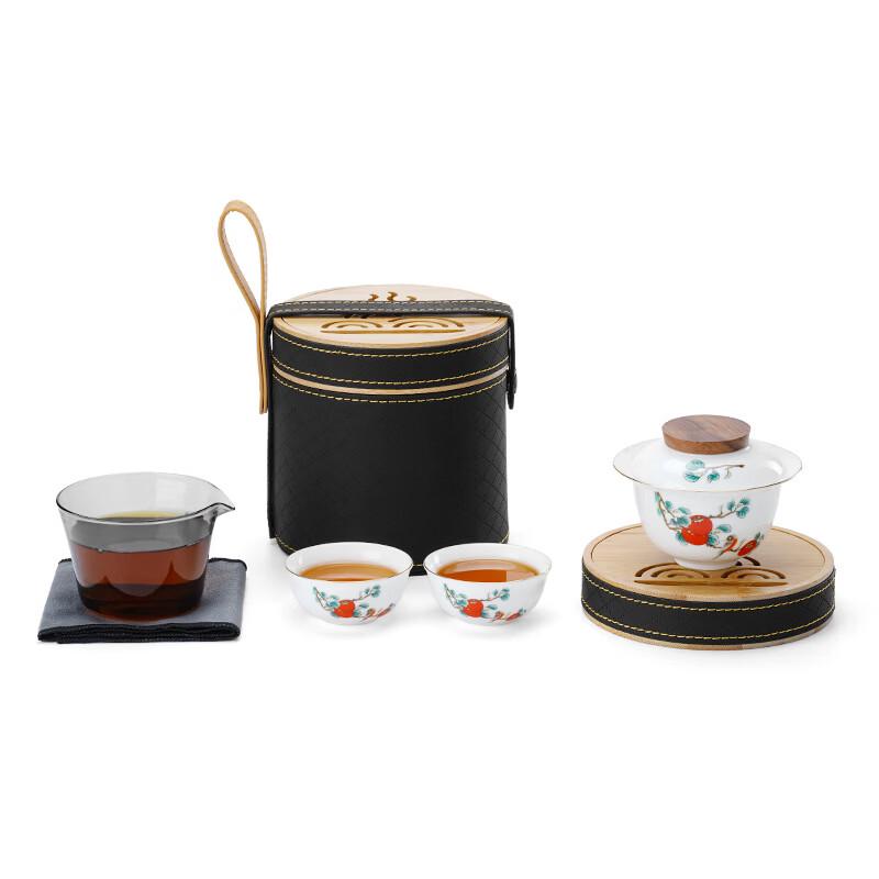 Mutton Fat Jade Ceramic Portable Travel Tea Set