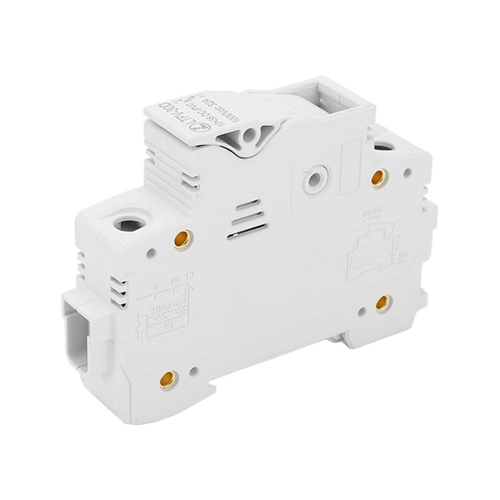 DC Fuse Holder 1P 32A DIN Rail Mounted Flame Retardant PV Fuses Base with 20A 10x38mm Fuse 1000VDC
