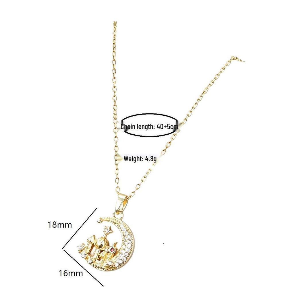 Star Moon Titanium Steel Necklace: Hollow, Full Diamond, Light Luxury Clavicle Chain for Women