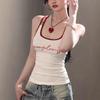 American Spice Girl Letter I-shaped Suspender Small Vest Women's Summer Wear Design Sense Slim Vacation Style Sleeveless Top
