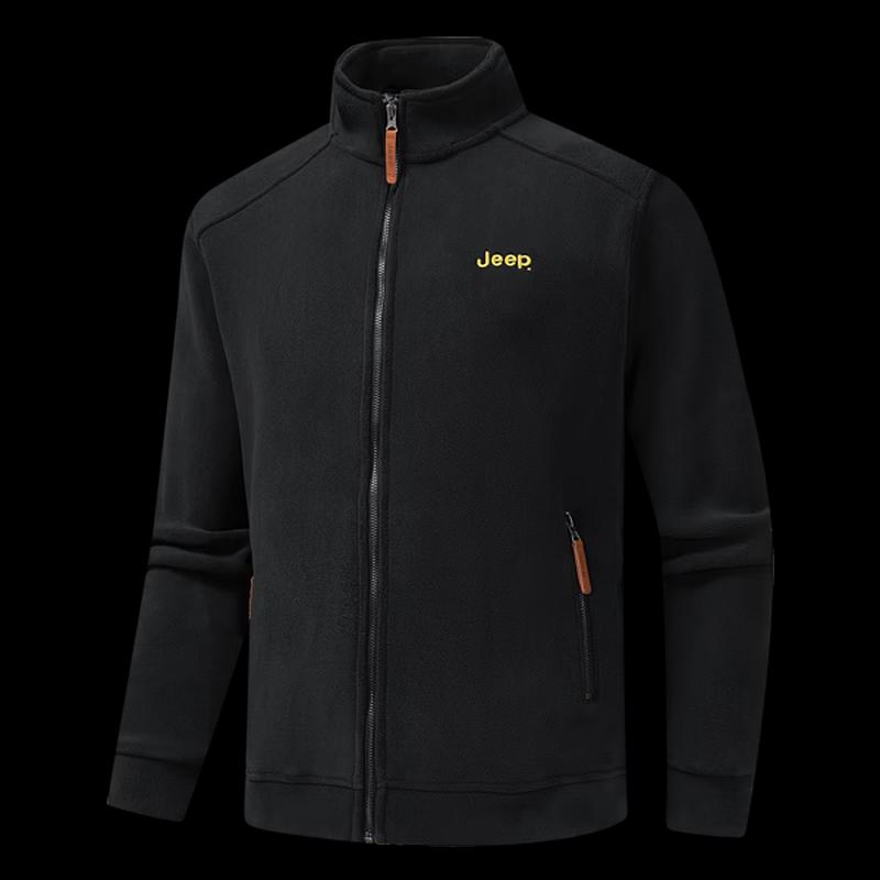 JEEP Men's Fleece Lined Stand Collar Zip-Up Sweatshirt Jacket