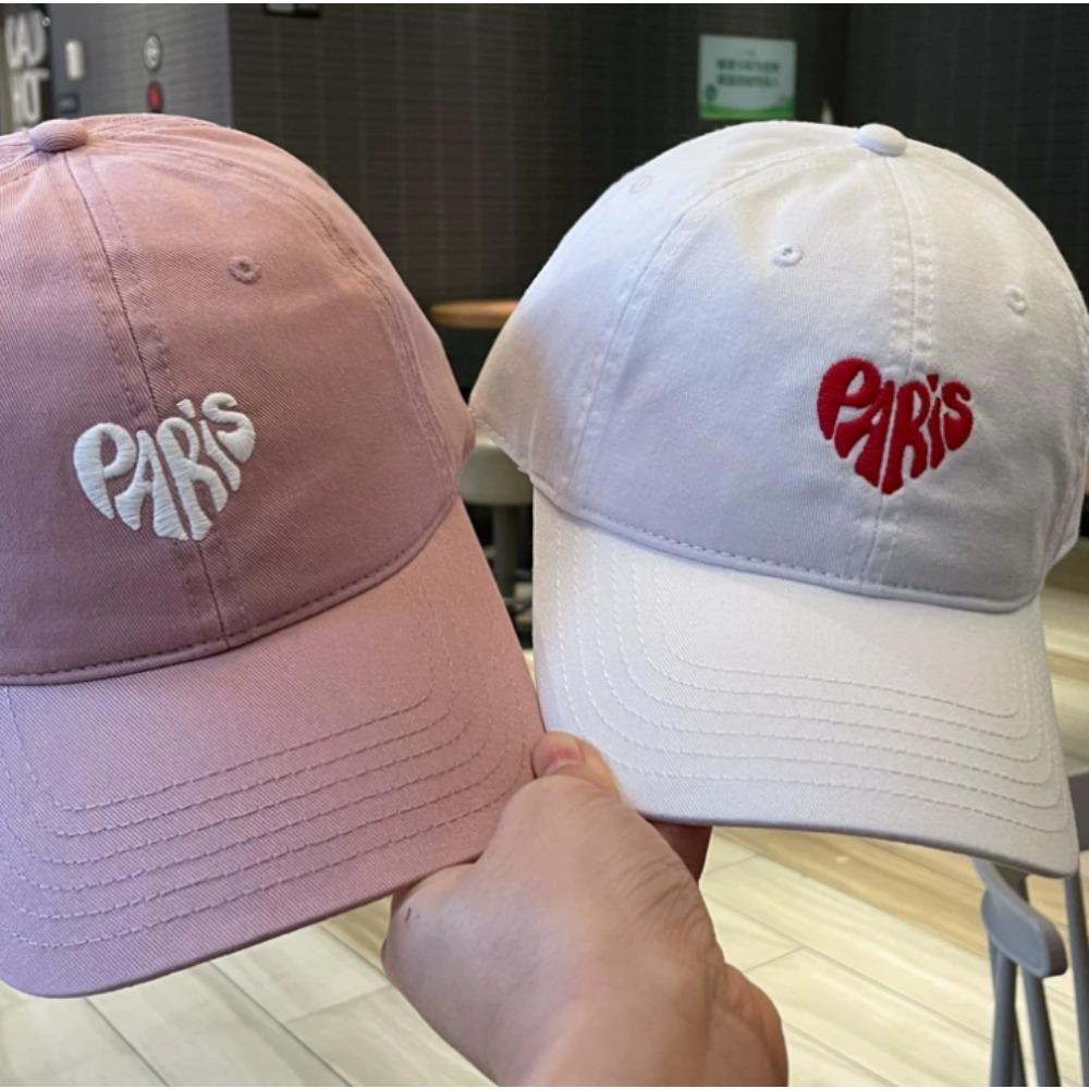 Paris Heart Embroidered Baseball Cap, Cotton Soft Top Adjustable Hat For Men Women Daily Outdoor Streetwear Fashion Headwear