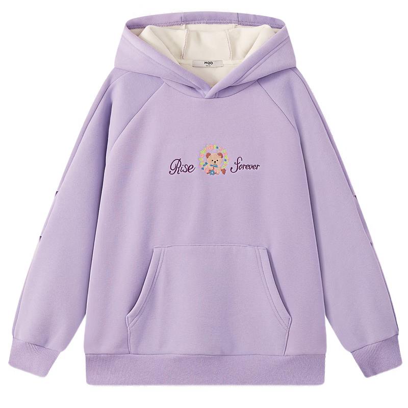 MQD Girls  Fleece Lined Cartoon Hooded Sweatshirt 140cm