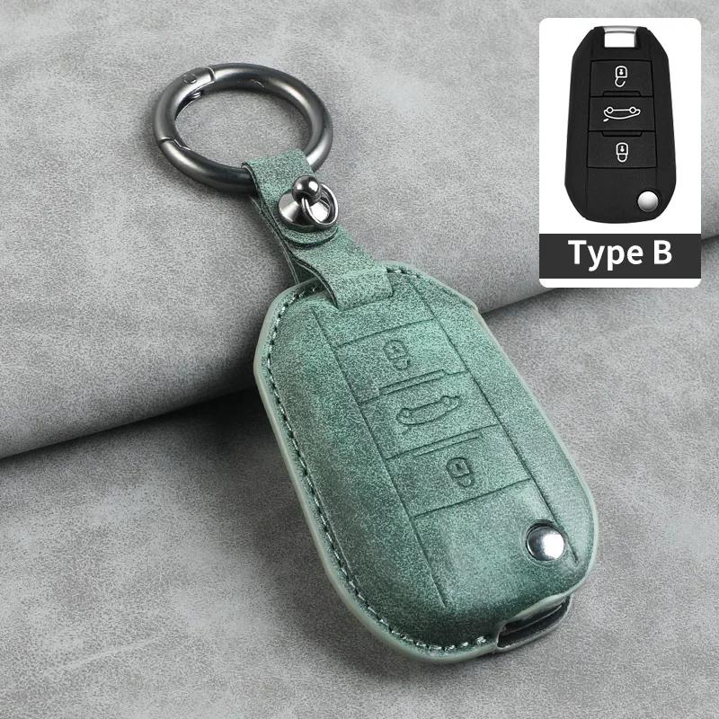 

Leather Car Flip Key Case Cover For Peugeot 208 308 408 508 2008 3008 4008 5008 For Citroen C3 C4 Cactus C6 C8 Auto Key Shell For Citroen