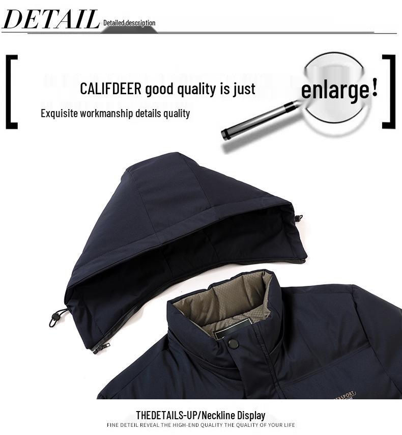 Men's Mid-Age Hooded Plus Size Winter Puffer Jacket - Casual Thick Warm Cotton Coat