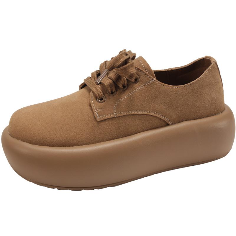 Fashion commuting retro heightening thick baseplate shoes women's 2025 new autumn and winter casual versatile round head bread shoes
