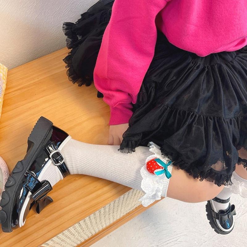 Lovely Embroidered Lace Socks for Girls Comfortable In Tube Socks Fashionable Socks for School Activities and Daily