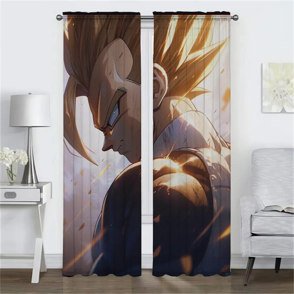 Super Handsome Vegeta Kitchen Curtains for Camera Elegant Room Curtains 2 Pieces Window Curtain Partition Halloween Decoration