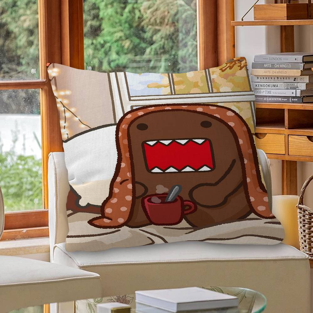 Cute Domo-Kun Maple Design Cushion Cover Happy Autumn Harvest Decor Holiday Decorati Pillow Cover