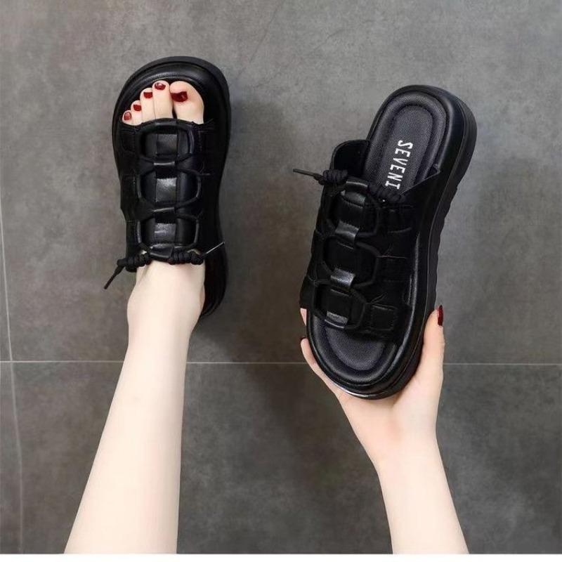 Summer New Soft-soled Wedge Heel Cool Slippers Women Wear Light Non-slip Thick-soled Slippers Women's One-word Sandals