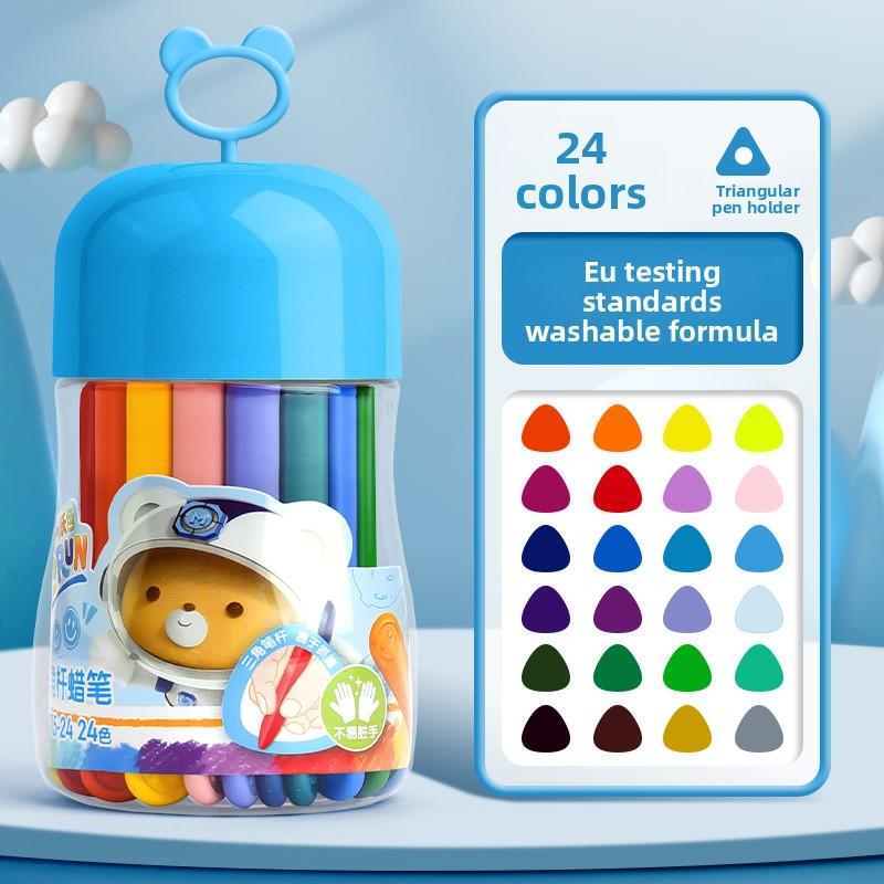 48 Colors Triangular Oil Pastels Smudge-Free Ergonomic Easy-Grip Break-Resistant Kid-Safe for Art Learning Creative Development