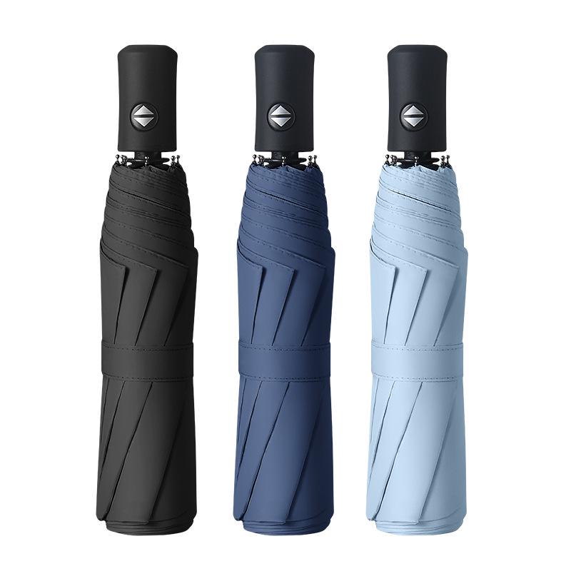 Automatic Dual-Use Folding Sunshade & Rain Umbrella with Black Coating and Custom Logo Printing Capability