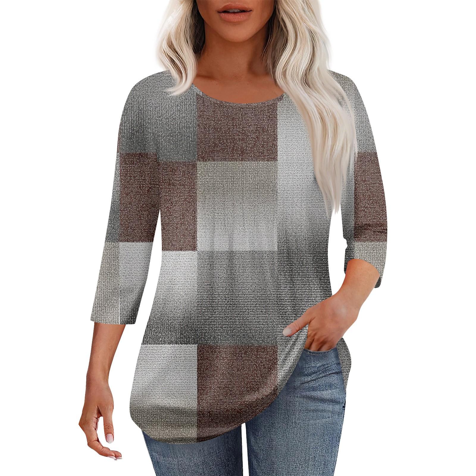 

Жіноча модна повсякденна плісирована футболка з круглим вирізом з принтом і рукавом три чверті M рожевий