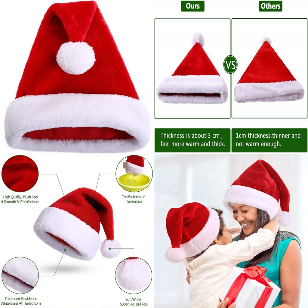 Comfortable Soft Plush Santa Hat For Family Christmas Parties And Celebrations
