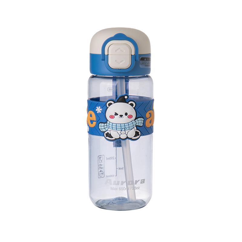 Water Bottle High Value Children's Water Cup Male and Female Students Go To School Special Cup Cute Double Drink Straw Cup Sports Portable