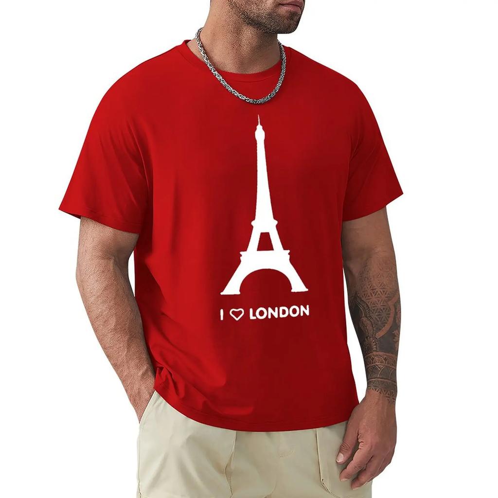 I Love London Eiffel Tower Funny Design T Shirt Harajuku Short Sleeve T-shirt 100% Cotton Graphics Tshirt Tops