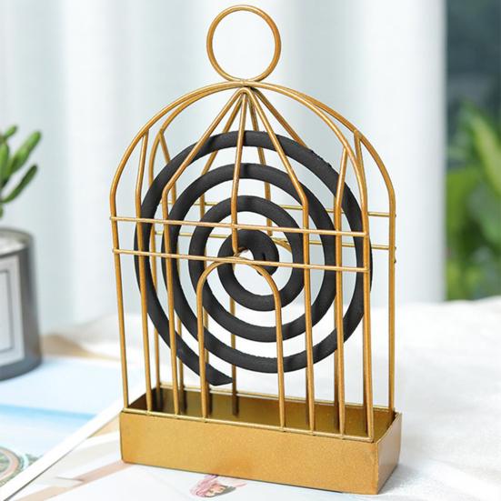 Bird Cage Incense Coil Holder with Spiral Incense Hanger Stand Catcher Tray Repellent Portable Incense