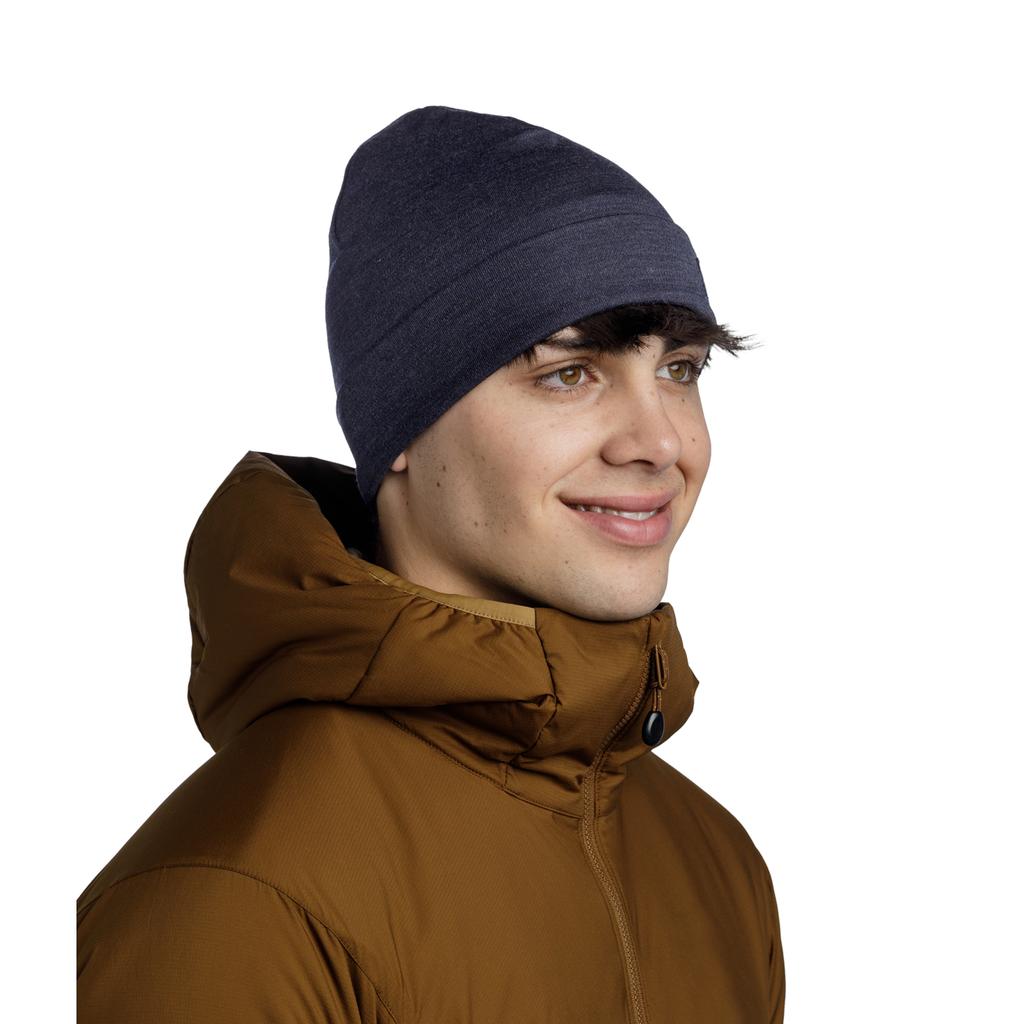 Buff Merino Heavyweight Beanie, Unisex blue Cap