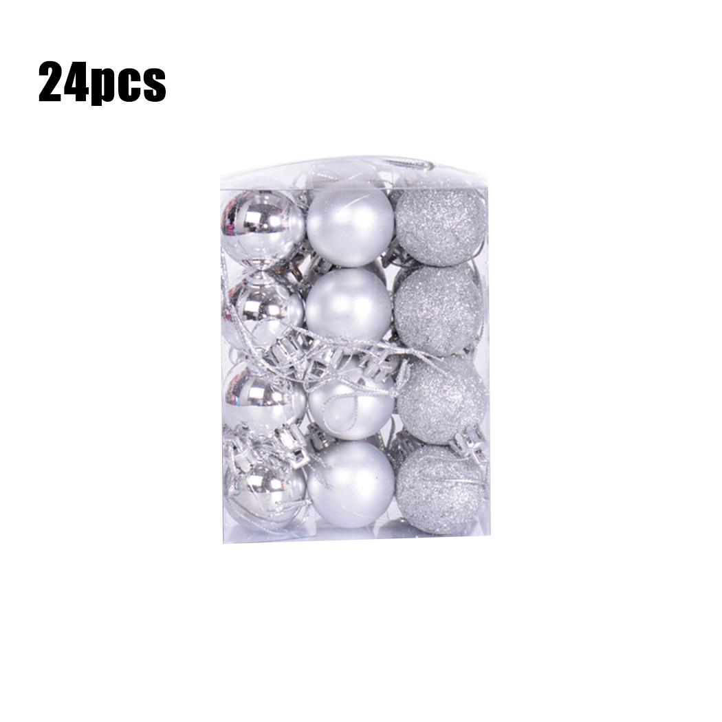 

24 шт. Блестящие Матовые и Сверкающие Подвесные Шары для Рождества Украшения для Рождественской Елки серебряный