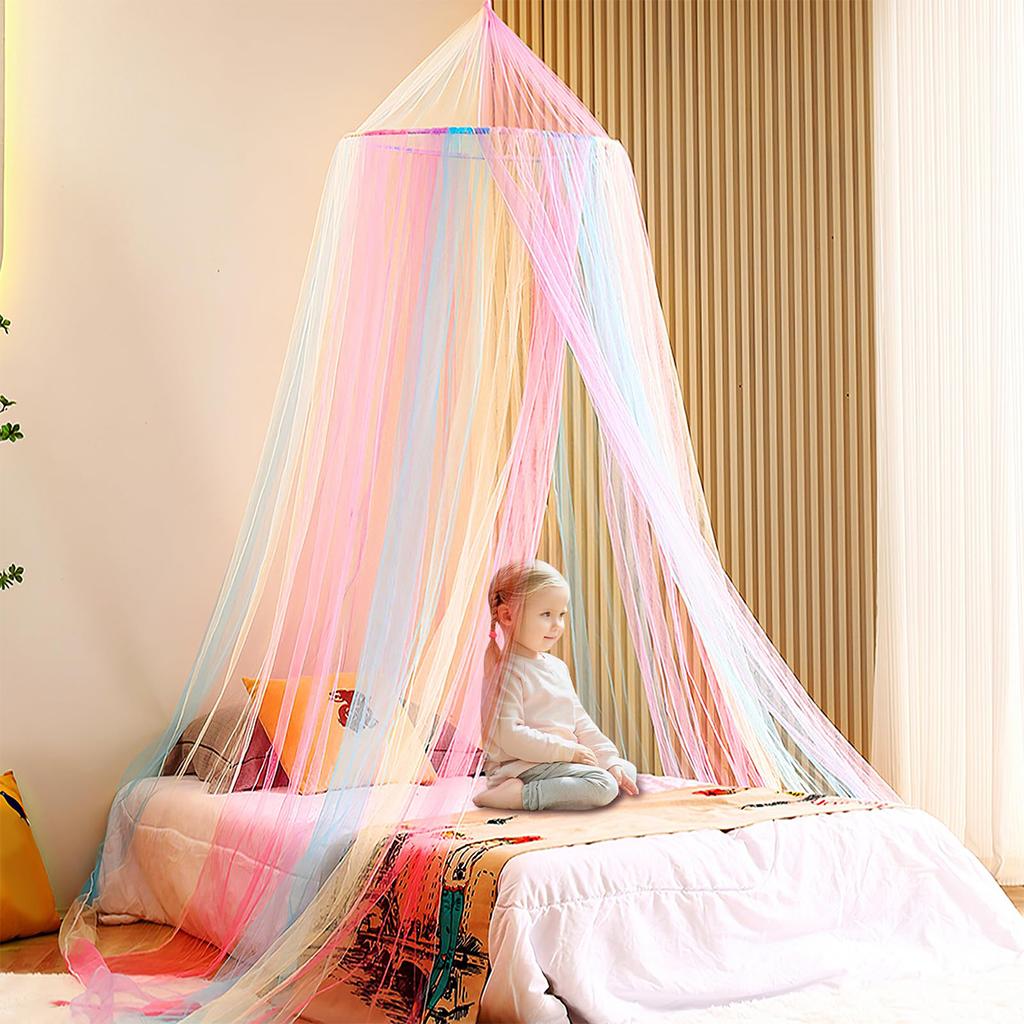 2,2M Regenbogen Fee Netz Kuppel Moskitonetz Babyparty Zubehör Prinzessin Bettbezug Vorhang Geburtstag Deko Mädchen Geschenk Moskitonetz