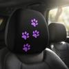 Durable Polyester Car Seat Accessories 2Pcs Universal Headrest Cover with Purple Cat Paw Print, Elastic Covers Protector for Most Vehicles,