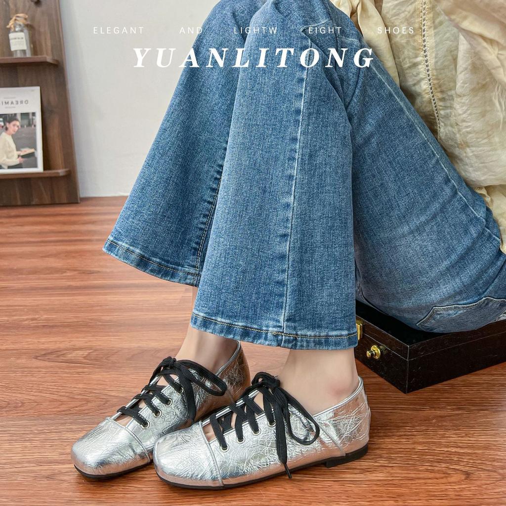 Yuanlitong spring and summer new casual women's shoes 2025 Korean version of denim sports shoes retro fashionable outer light mouth board shoes